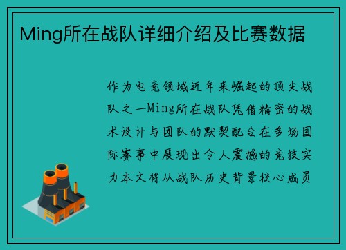 Ming所在战队详细介绍及比赛数据